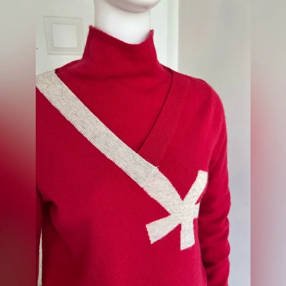 Who is Who Cashmere Red Mock Neck Sweater Size S Apres Ski Cabincore Cozy - Picture 3 of 11